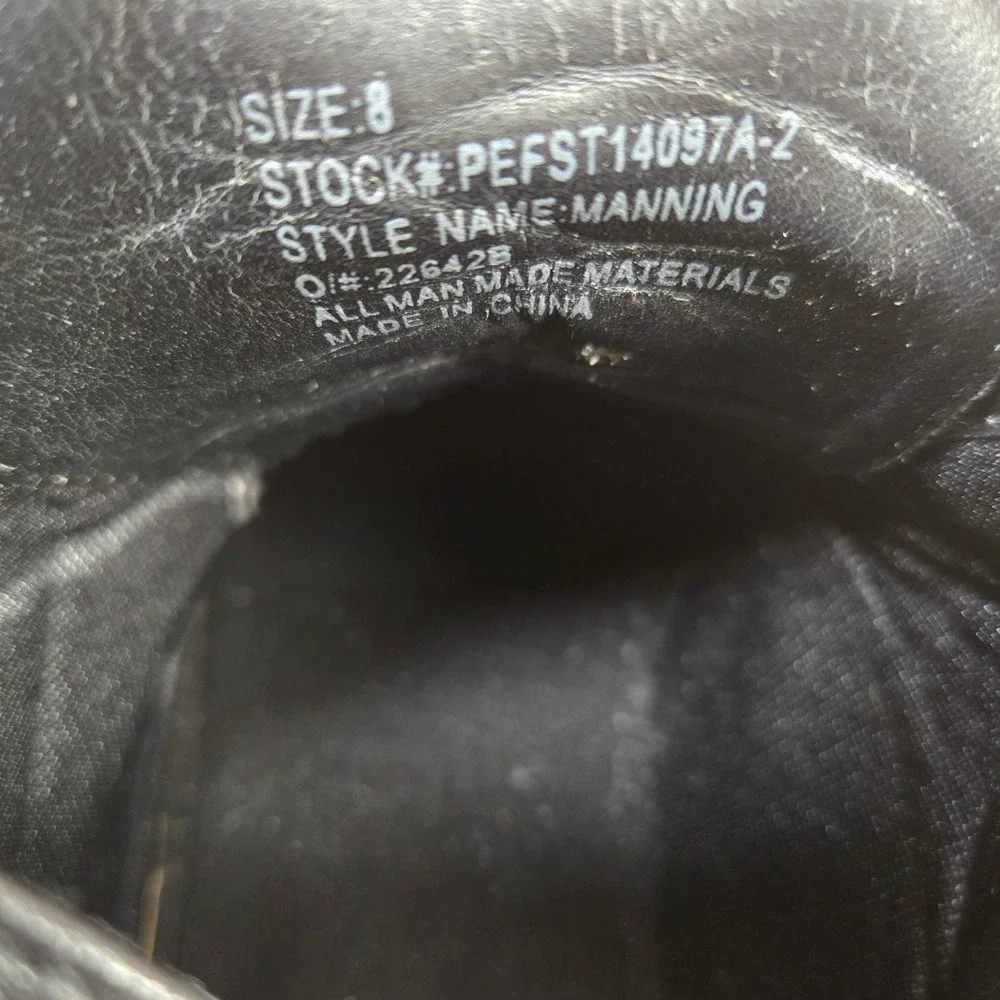 Perry Ellis America Manning Men's Black Cap Toe Lace Up Boots Design Size 8